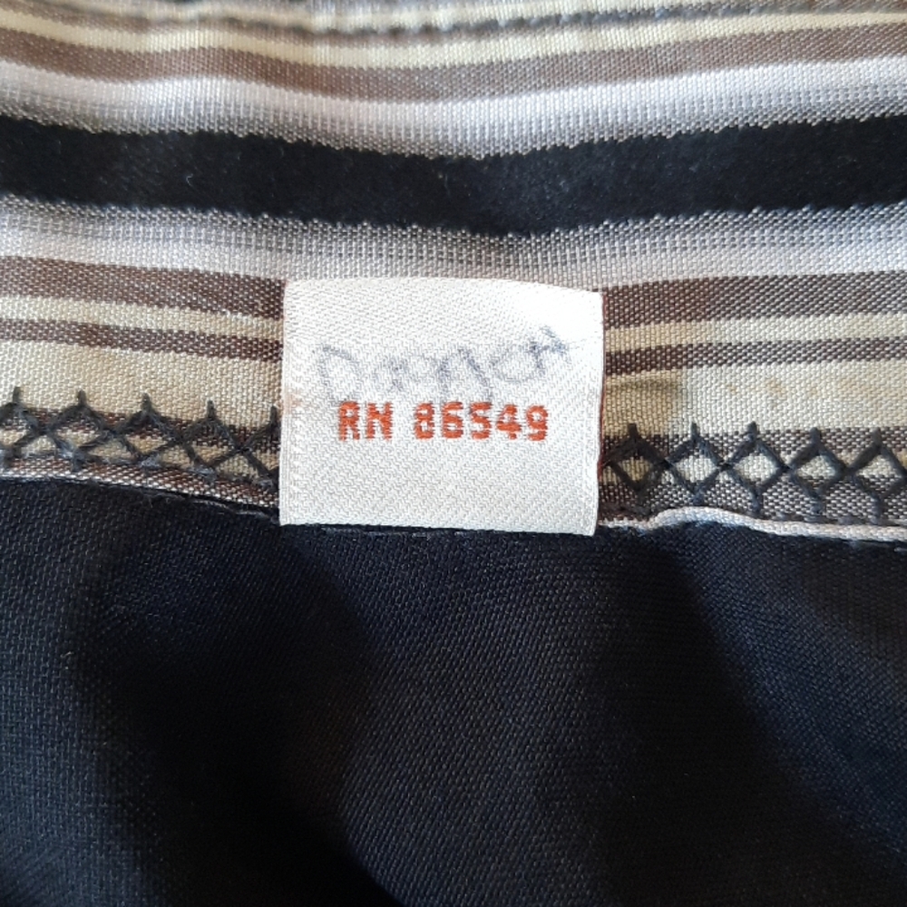 Tommy Bahama 100% Silk Button Down Long-Sleeve Shirt Stripe Black Tan Mens Sz XL - Picture 8 of 16